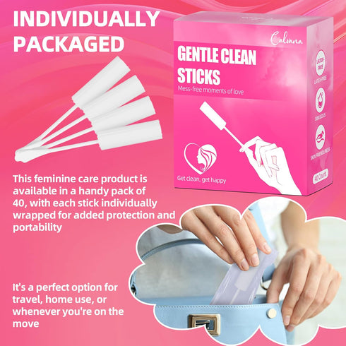 Calvana (40-Pack) Packaged White Drip Sticks for Females, Drip Stick Absorbing Sponge, Awkward Essentials, Soft