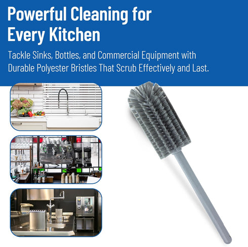 16 Inches, SPARTA Scrub Brush Bottle Brush, Dishwasher Safe Brush with Hanging Hole for Cleaning, Plastic, Gray