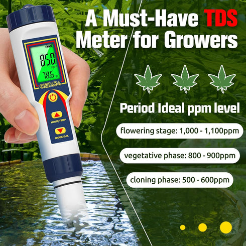 4 1 pH Meter for Water in pH EC TDS Temp Meter for Hydroponics PPM and EC Water Tester Digital pH PPM Meter