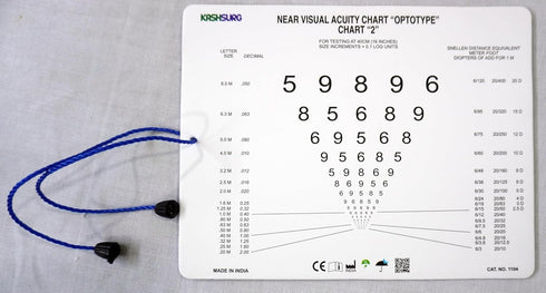KASHSURG 16 Inch Sloan Letter Near Vision Eye Chart with Cord by