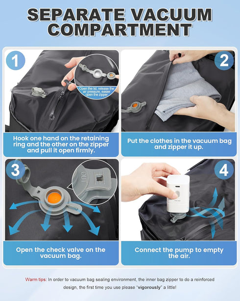 VGCUB Backpack Vacpack Daypack Backpacks Vacuum Travel with Pump System Storage Compression Carry on Laptop Work