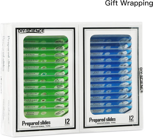 48 Set Prepared Microscope Slides of Animals Insects Plants Flowers, Biological Learning Resource Specimens for Kids