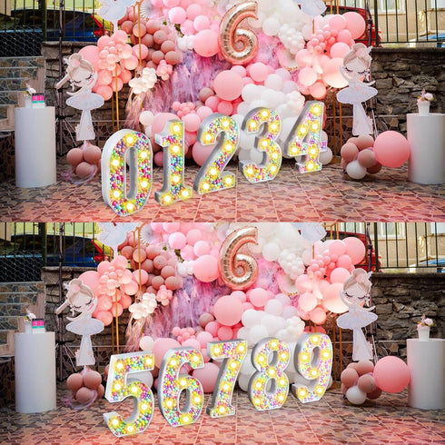 CELYANRAL 3D 1st 1) Light Up Number - Mosaic LED Number Marquee Sign Macaron Rainbow Table Centerpieces for Girls Night