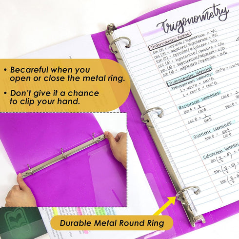 BAZIC 3 Ring Binder, 1" Poly Binders Organizer, Glitter Color Soft Cover, Holds 175 Sheets, 4-Count
