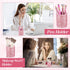 Sabary 8 Pcs Ballpoint Pens with Pen Holder, Metal Crystal Diamond Glitter Pencil Organizer for Women, Pink