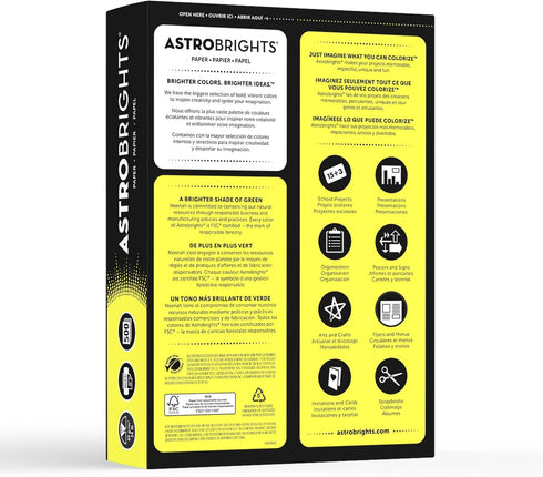 Neenah Paper Astrobrights Color Paper, 24 lb/89 gsm, 500 Sheets, 8.5” x 11”, Lift-Off Lemon (21018)