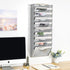 PAG Hanging Wall File Holder Organizer, Mail Sorter Literature Rack for Office with 10 Pockets, Silver
