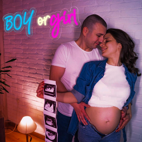 15.7 6.5 Inches,JTLD101 Boy or Girl Neon Signs for Wall Decor,Boy or Girl Led Neon Light,Gender Reveal for Pregnancy