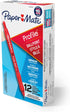 Paper Mate Profile Retractable Ballpoint Pen, Medium Point (1.0mm), Red, 12 Count