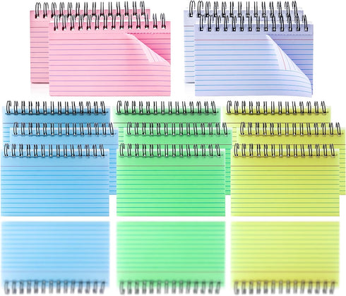 500 3x5 Inch 3 5 MotBach Colorful Pcs Spiral Index Cards Flash Cards with Ring Lined Note Card Book Flashcards, Colored