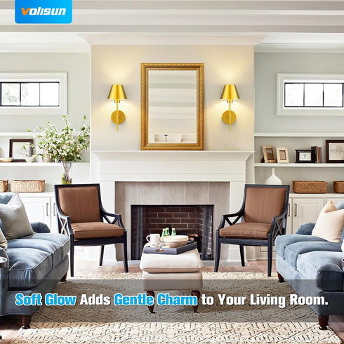 17In Set Remote,3 VOLISUN Battery Operated Wall Sconces of Two,Brushed Gold Wall Sconce Rechargeable with Colors