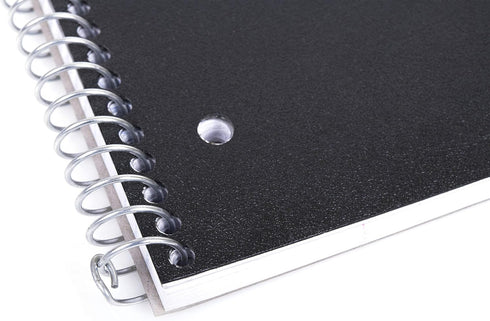 Mintra Office Durable Spiral Notebooks - 1 Subject, Black, Wide Ruled, 3 Pack, 100 Sheets, Poly Pocket, Moisture