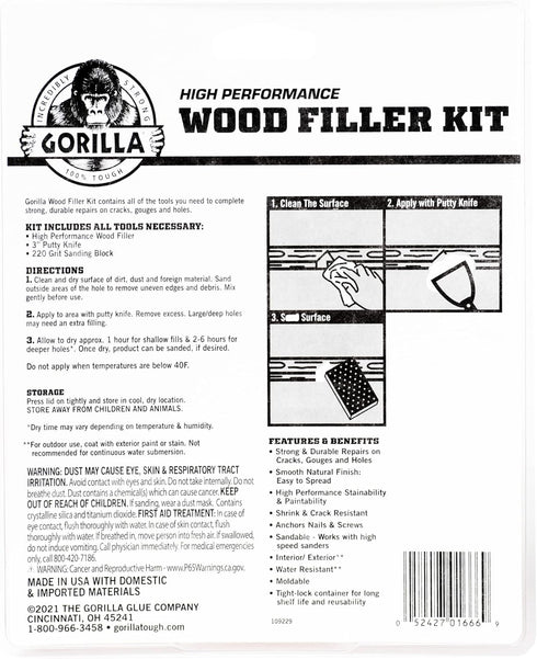 Gorilla All Purpose Wood Repair Kit with Putty Knife and Sanding Block