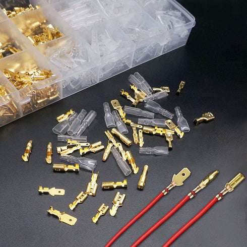 Twidec 640Pcs Quick Splice Male and Female Wire Spade Connector Crimp Terminal & Bullet Connectors Terminals Crimp