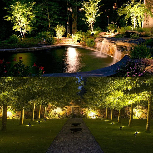 MEIKEE 7W LED Landscape Lights Low Voltage Outdoor Spotlight with Connectors, Warm White, IP66 Waterproof