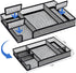 Black Office Desk Accessories Set, Desk Drawer Organizer with Stapler, Tape Dispenser, Scissors, and Sticky Notes