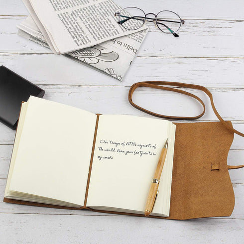 kullder Personalized Leather Journal - Engraved Joshua 1:9 Bible Inscription Notebook, 5×7IN Travel Diary