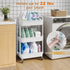WBKATN 3 Tier Rolling Cart with Wheels, White Plastic Three Tiered Roller Shelf Cart on Lockable Wheels, Small Utility