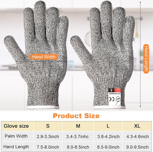 6 Pairs Cut Resistant Gloves, Level 5 Protection Anti Cut Gloves for Kitchen, Fish Slicing (X-Large)
