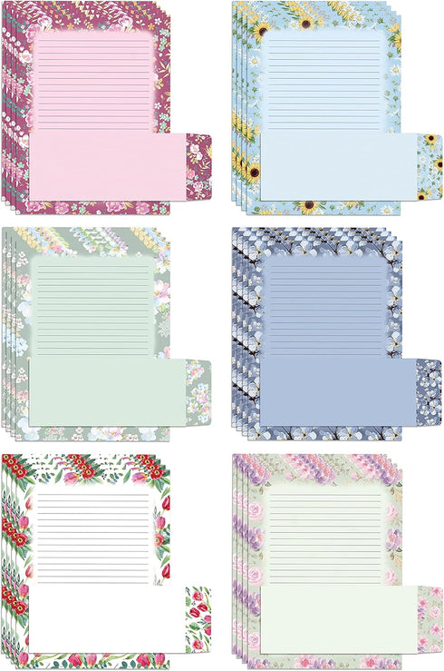 Better Office Products Floral Paper Stationery Set, 100 Piece Set (50 Lined Sheets + 50 Envelopes), 8.5 x 11 inch