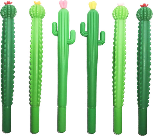 Set of 6 Assorted Barrel Cactus Pens, Cute Gel Stationary Souvenir for Southwest Cowgirl (six pcs)