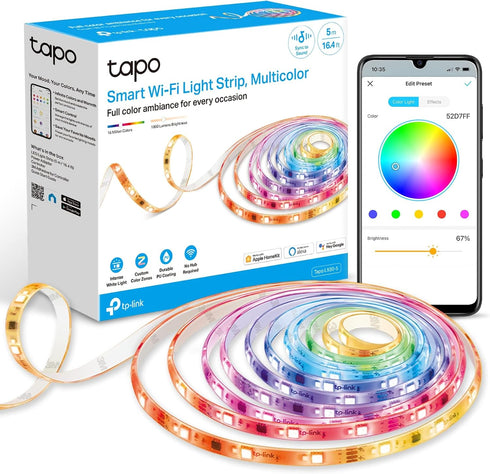 Tapo TP-Link RGBWIC Smart LED Light Strip 16.4Ft, 1000 Lumens, 16M Dimmable