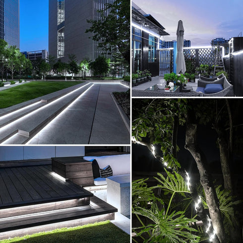 32.8ft IP68 ZAIYW Solar LED Strip Lights Outdoor, Fully Waterproof Strip Lights with Timer Remote Dim, Self-Adhesive