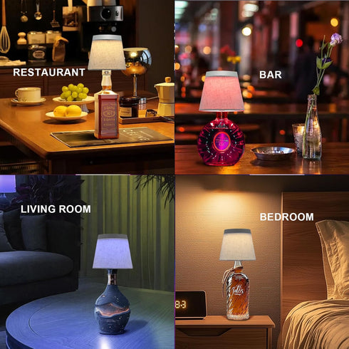 Dimmable(RGB 1pc) Wireless Bottle Lamp,Small Bedside Table Lamp,RGB LED Bottle Light with Remote White Gray