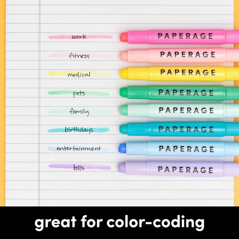 PAPERAGE Gel Highlighters, No Bleed & Smudge Free, Assorted Pastel Colors, 16 Count