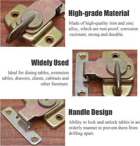 4 Pieces Metal Dining Table Locks, Buckles Latches Connectors Hardware Accessories