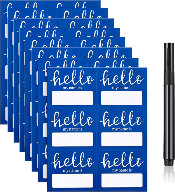 Outus 120 Pcs Hello My Name is Stickers (3"x 2.5") - Name Tags with Black Marker Pen for School, Office, Home, Meeting,