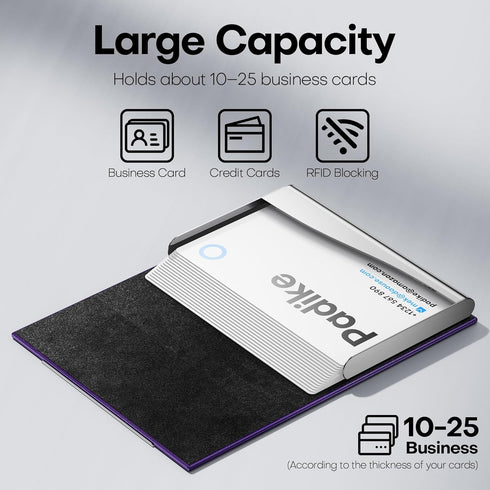 Padike Business Card Holder, Professional PU Leather & Stainless Steel Multi Card Case for Men & Women
