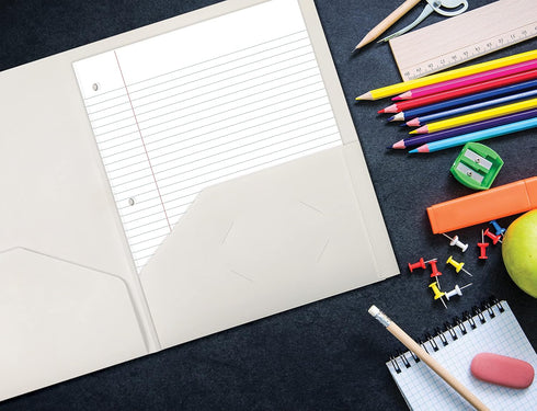 Better Office Products 24 Pack Heavyweight White Plastic 2 Pocket Portfolio Folder, Letter Size Poly Folders, White