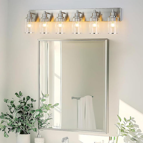1-5/8" (4 Pack) Clear Glass Light Shade with Silver Trim - Fitter Opening - Replacement for Chandeliers, Wall Sconces