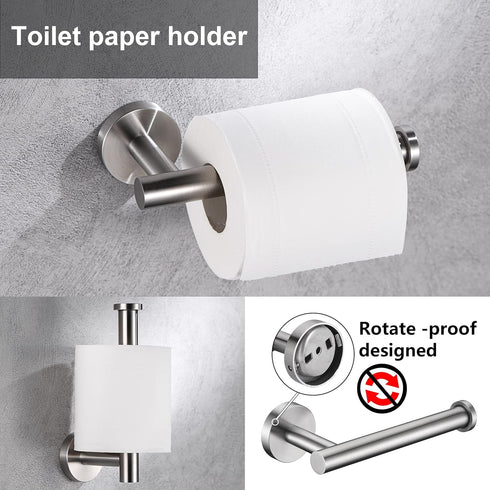 Brushed Nickel Toilet Paper Holder and Hand Towel Ring Set - 2 Pieces Bathroom Hardware Accessories
