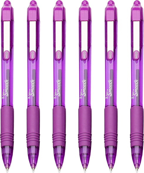 Z-Grip Smooth Retractable Ballpoint Pen, Pack of 6, Purple