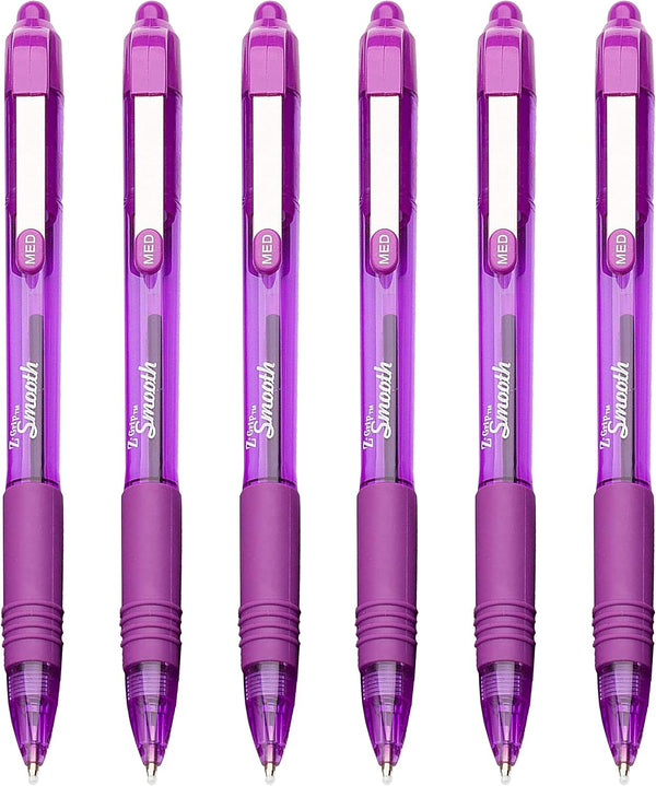 Z-Grip Smooth Retractable Ballpoint Pen, Pack of 6, Purple