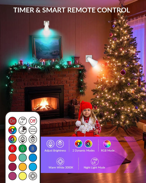 BrightArk GU10 GU10 Bulb Plug in Wall Uplighter Lamp with Timer & Memory Function, Spotlights with Socket, Plugin Wall