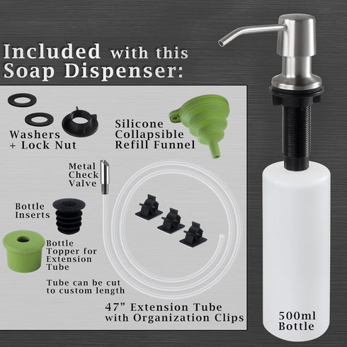 -16oz Countertop 4 Inch 47 Inch Styever Soap Dispenser for Kitchen Sink with Pump Bottle Built in Dish soap Dispenser