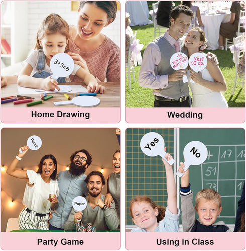 Zhehao Dry Erase Answer Paddles, 12 Pieces, Mini Handheld Double-Sided Boards for Christmas Games Party