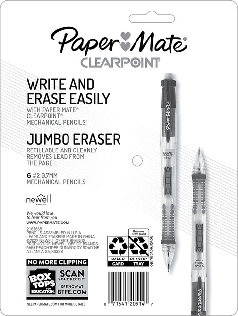 Paper Mate Clearpoint Mechanical Pencils 0.7mm, HB #2 Lead, Office & School Supplies, Assorted Barrel Colors