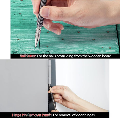Hiboom Carpenters Pencil with 12 Refills and Spring Loaded Nail Set Tool for Heavy Duty Woodworking