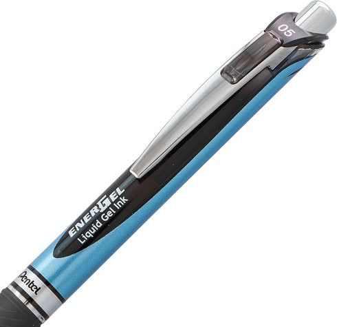 Pentel BLN75ABX Gel Pen - Retractable/Refillable, Needle Tip, 0.5mm, 12/BX, BK Ink