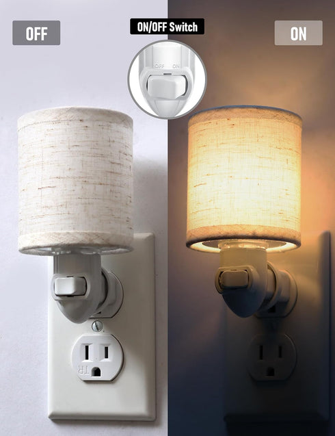 2-Pack Vintage Plug in Night Light with On Off Switch, Replaceable Blub LED Night Lights Plug into Wall Socket, Bright