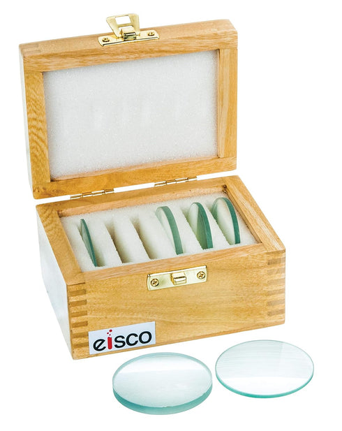 Eisco - 6pc Glass Lens Set, 50mm Diameter, Double Convex, Double Concave,