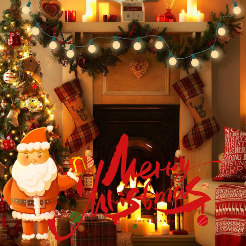 G40 25FT 27 Bulbs, G40 Umbrella-5W Abeja Outdoor String Light, Frosted White Christmas String Lights with Frosted White