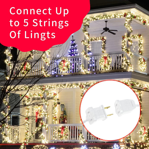 300L 63.8Ft(2Sets-Each 150L)UL Bulb Ultra-Bright Connects End to End Warm White Christmas Mini Light Listed