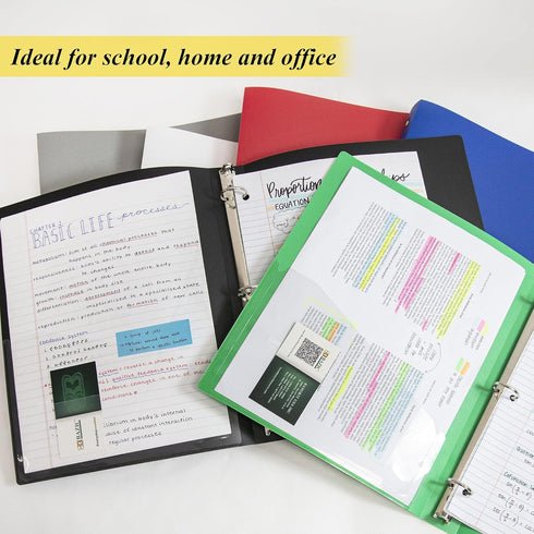 BAZIC 3 Ring Binder 1" Poly Binders Organizer, Matte Color Soft Cover, Round Ring, Holds 175 Sheets (6-Count)