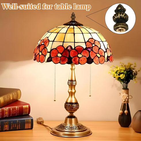 MA&J 2 Pieces Lamp Shade Finial Tiffany Victorian Finials for Lamps, Retro Lamp Finial Decoration with Dual-Thread