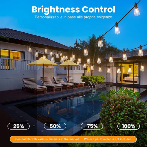 Lights50FT 27 Bulbs (2 Spare)ST38 Dimmable 2700K ZOTOYI Outdoor String Patio Lights with Vintage Edison Waterproof
